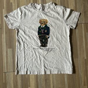 Kid’s Ralph Lauren Polo Bear Graphic T-Shirt in Heathered Oat Size 7